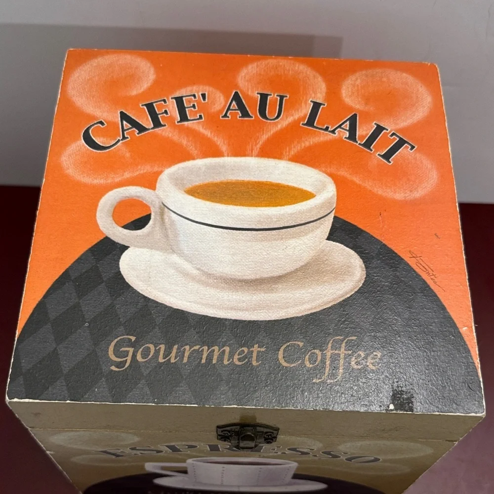 Vintage Gourmet Coffee Storage Box - Espresso and Mocha Design